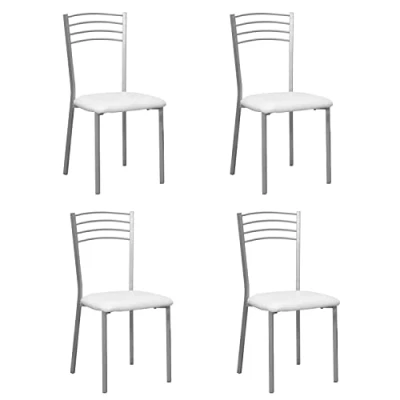 Imagen de Shiito Pack de 4 Sillas Cocina Asientos Polipiel Blanco Modelo SINTRA