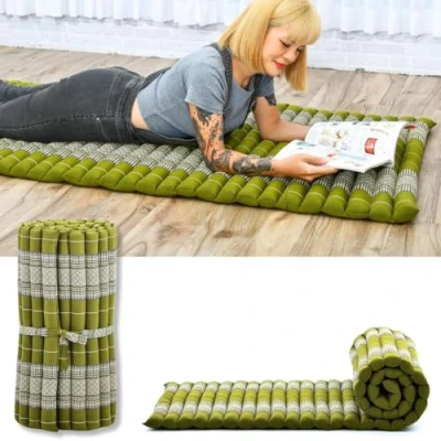 Imagen de LEEWADEE Colchon Plegable Futon para Dormir, Esterilla Fitness Gruesa, Mattress De Kapok, 190 x 70 cm, Verde