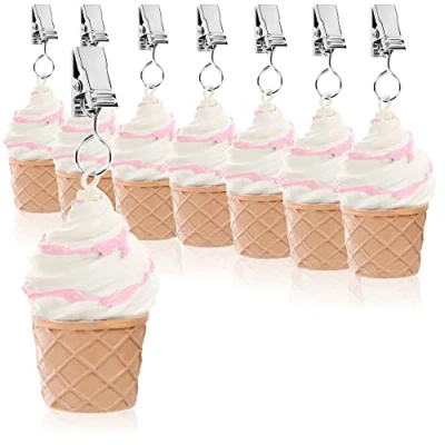 Imagen de com four® Pesos para Mantel 8X Peso Resistente a la Intemperie con Clip Aprox. 40g diseño de Helado (Multicolor Helado)