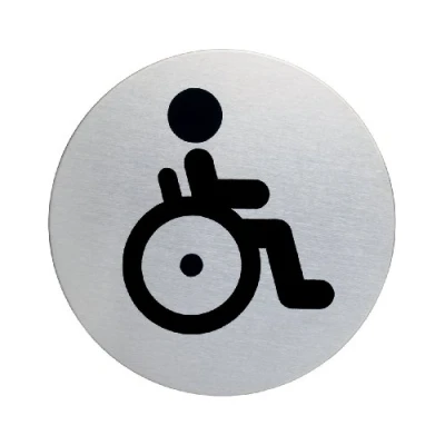 Imagen de Durable 490623 Pictograma para puerta redondo, aseo WC discapacitados, 83 mm, plata metálica