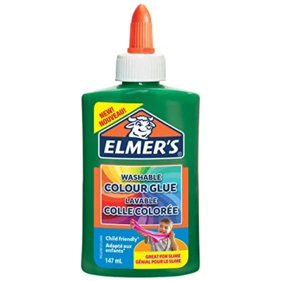 Imagen de Elmer’s pegamento de PVA colorido, verde, 147 ml, lavable, ideal para hacer slime, 1 unidad