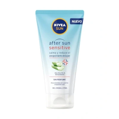 Imagen de NIVEA Sun After Sensitive Gel crema (1 x 175 ml), calmante con aloe vera, hidratante para piel sensible y alergia al sol