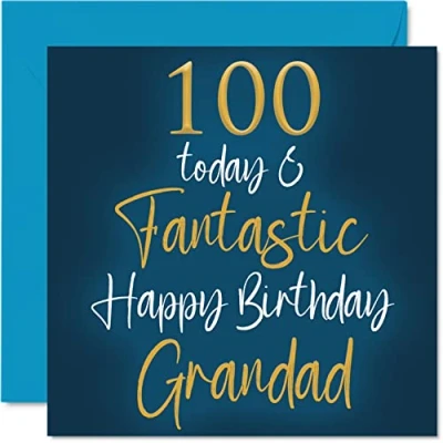Imagen de Stuff4 fantásticas tarjetas de cumpleaños número 100 para abuelo hoy y Tarjeta nieto, nieta, abuelo, regalos 145 mm x