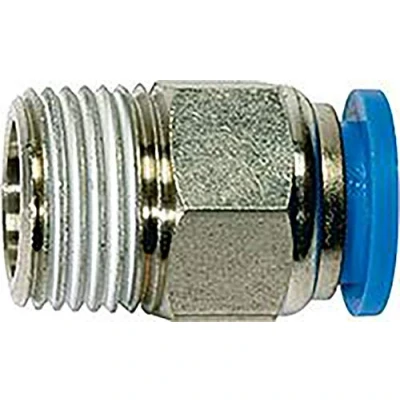 Imagen de Acoplamiento recto &quot;Blaue Serie&quot;, R 1/8 A, para manguera de diámetro exterior 8 mm, presión trabajo máx. 15 bares, plástico/latón vern.