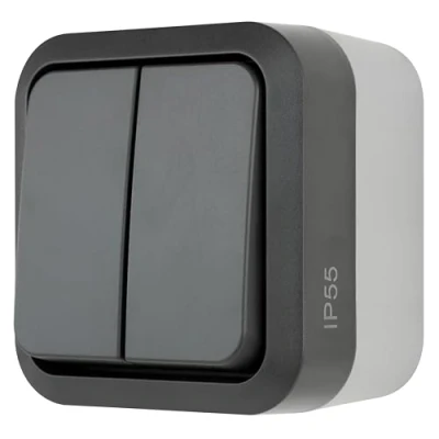 Imagen de REV 0004320400 AquaStorm Series Switch, interruptor de habitación húmeda, IP55, un solo polo, empotrado, antracita