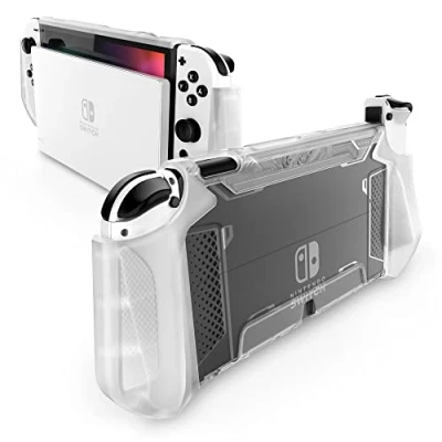 Imagen de Mumba Carcasa para Nintendo Switch OLED 2021 [Serie Blade] Grip TPU Funda Protección Accesorios Compatible con y Controlador Joy (Transparente)