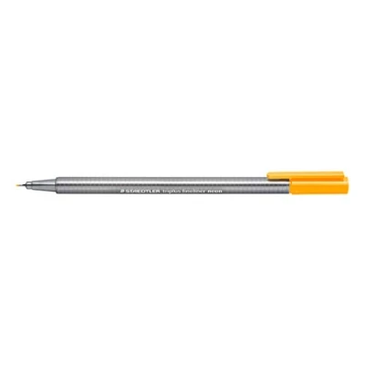 Imagen de STAEDTLER 334 401 Rotulador Fineliner Triplus diseño triangular, punta fina revestida de metal, ancho línea 0,3 mm aprox. Caja con 10 rotuladores color naranja neón