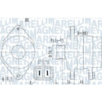Imagen de MAGNETI MARELLI 063732128010 Alternador 14V 70A HYUNDAI: i20 I Hatchback