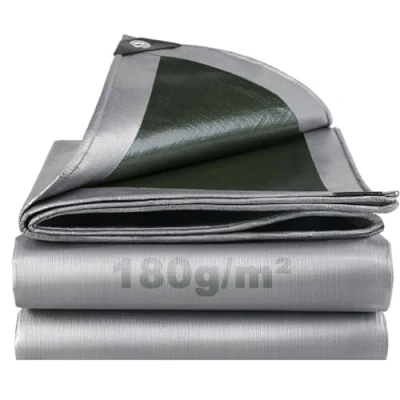 Imagen de Lona Impermeable Exterior 3x4m, 180g/m² de Protección Toldo Reforzado PE con Ojales, Duradera Resistente a Los Rayos UV Desgarros, Multiusos para Terrazas Muebles Jardín Piscina Coche Verde Plata
