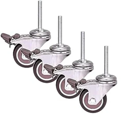 Imagen de 2 Pulgadas 50mm Ruedas M8 x Rosca Muebles silencioso con articulación Universal for Trabajo Pesado de Goma Freno la Carretilla Cuna del Vino Compra 200 kg 4PCS (Tornillo)