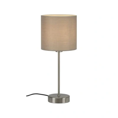 Imagen de BRILONER lámpara de mesilla con pantalla tela, interruptor on/off, casquillo E14, máx. 25 W, lampara escritorio, lectura, mesa, lamparas mesita noche, gris pardo