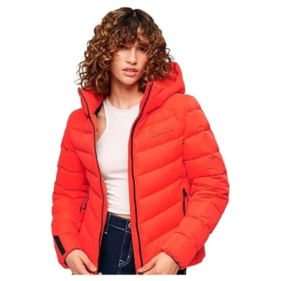 Imagen de Superdry COAT HOODED MICROFIBRE PADDED JKT Sunset Red 6 MUJER