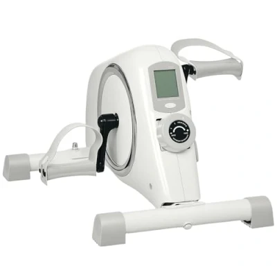 Imagen de SPORTNOW Pedales Estáticos Mini Bicicleta Estática con Resistencia Magnética de 8 Niveles Pantalla LCD y Antideslizantes para Ejercitar Brazos Piernas Pedaleador Casa Oficina Blanco