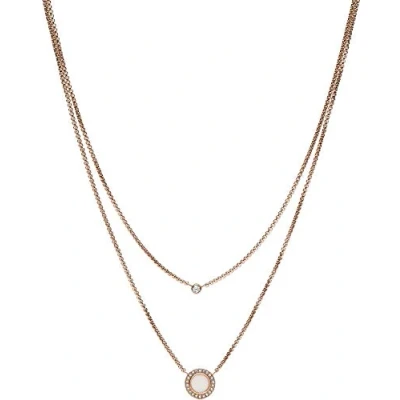 Imagen de Fossil Collar Para Mujer Classics, Interior: 40 Cm / Exterior: 18In + 2In W:10mm De Acero Inoxidable Oro Rosa, JF03057791