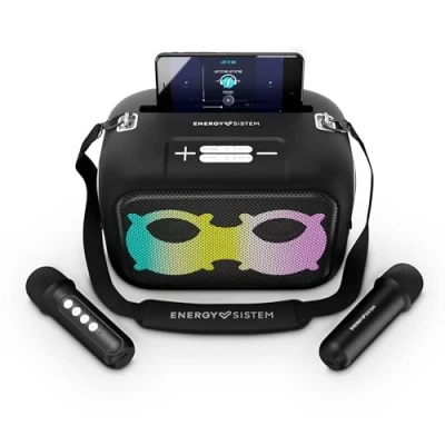 Imagen de Energy Sistem Karaoke Star Altavoz Portátil (Bluetooth 5.4, Reproductor MP3, True Wireless Stereo, Luces LED, 60W, IPX4, 2 micrófonos, 8 Horas de batería)
