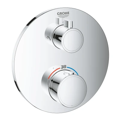 Imagen de Grohe 24076000 Termostato de Ducha Grifo Redondo, Cromado, 2 salidas