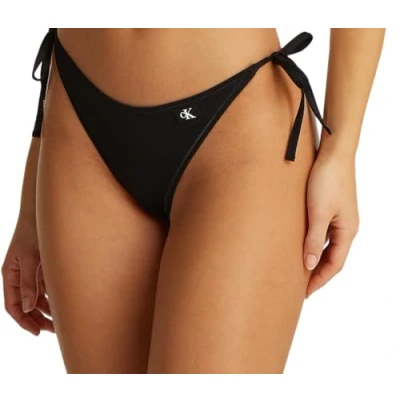 Imagen de Calvin Klein Braguita de Bikini para anudar en los Laterales Mujer String Side Tie con Logotipo Tipo Etiqueta, Negro (Pvh Black), L