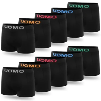 Imagen de L&amp;K Pack de 10 Pantalones Cortos Boxer Hombre Ropa Interior Microfibra Tonos Negros 1212 BL 3XL/4XL