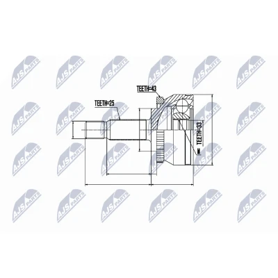 Imagen de NTY NPZ VV 002 Junta Homocinética Eje delantero, izquierda, derecha con circlip en el interior VOLVO: V40 Familiar, S40 I