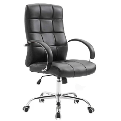 Imagen de CLP Silla de Oficina Mikos en Cuero Sintético I Ejecutiva Regulable Altura Escritorio con Ruedas, Color:Negro
