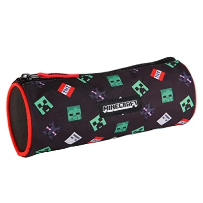 Imagen de MINECRAFT Estuche Escolar TNT ToyBags Gamer Case Diseño con Forma Cilíndrica Portatodo 1 Compartimento Interior Forrado y Cierre de Cremallera 8 x 22 cm