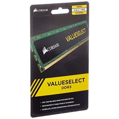 Imagen de Corsair Value Select Módulo de Memoria Principal 4 GB (1 x GB, DDR3, 1333 MHz, CL9) (CMV4GX3M1A1333C9)