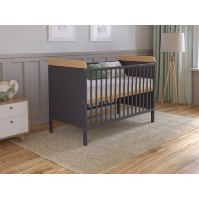 Imagen de Love For Sleep Cuna Convertible en Cama 120x60 cm con Colchón Madera Antracita Pino, Juego Completo de Bebe
