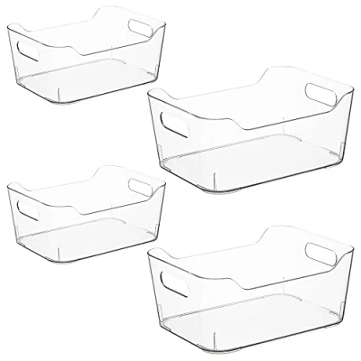 Imagen de Navaris Cajas organizadoras para nevera Set 4x caja transparente en dos tamaños frigorífico despensa latas cajones Organizador de cocina