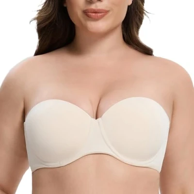 Imagen de MELENECA Sujetador sin Tirantes Tallas Grandes Push Up de Silicona para Mujer Dolar Arena 110B