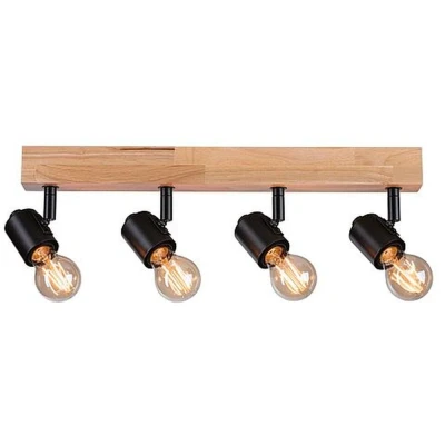 Imagen de Paulmann 66773 Foco Arvid 4 Llamas máx. 4x20W, luminaria de Techo, Negro/Madera, Spot, Metal, E27