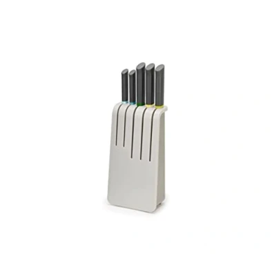 Imagen de Joseph Duo Cuchillos Cocina, 5 Piezas con Soporte, Juego de Profesionales en Acero Inoxidable, Incluye Cuchillo Chef y Santoku, Gris Multicolor
