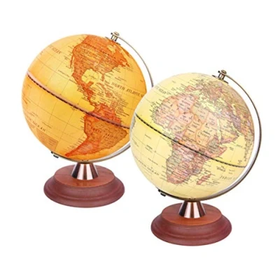 Imagen de Exerz 20cm Globo Iluminado/Globo Antiguo Soporte de Madera Mapa en Inglés Lámpara LED iluminada 2 1 terráqueo para niños Moderno con Color