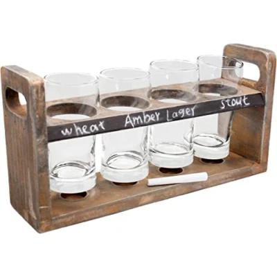 Imagen de Vin Bouquet FIA 256 Set de Cata Cerveza con Bandeja Madera y 4 Vasos Cristal