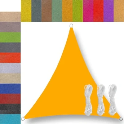 Imagen de toldo Vela Rectangular Exterior Impermeable Prueba de Viento PES Resistente Sombra para terraza Jardin pergola Trasero 3x3x3m Amarillo Mango