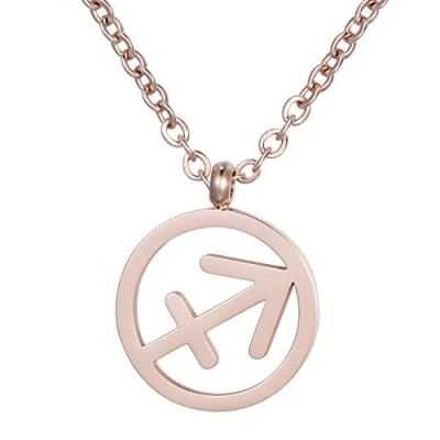 Imagen de Morella Collar Acero Inoxidable Oro Rosa con Colgante Signo del Zodiaco Sagitario en Bolsa de Terciopelo