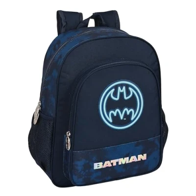 Imagen de Safta BATMAN LEGENDARY Mochila Escolar Niño, Infantil, Adaptable a Carro, Ideal para Niños en Edad Escolar, Cómoda y Versátil, Calidad Resistencia, 32x12x38 cm, Color Azul Marino