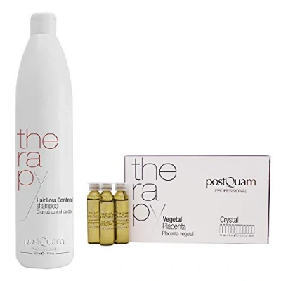 Imagen de PostQuam Pack de Tratamiento para el Control y Prevención la Caída del Cabello Incluye 12 Ampollas Placenta Vegetal Capilar 9 ml + Champú Anticaída 500