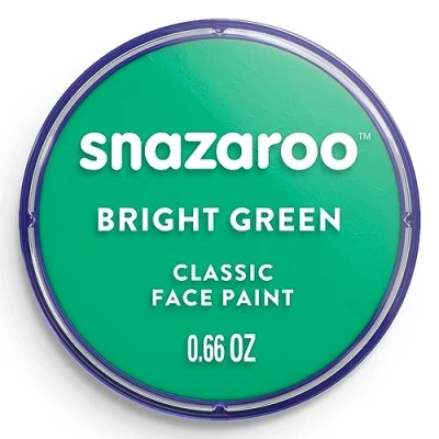 Imagen de Snazaroo Pintura facial y corporal, 18 ml, color verde brillante, profesional a base de agua, pastilla aquacolor individual para adultos, niños efectos especiales
