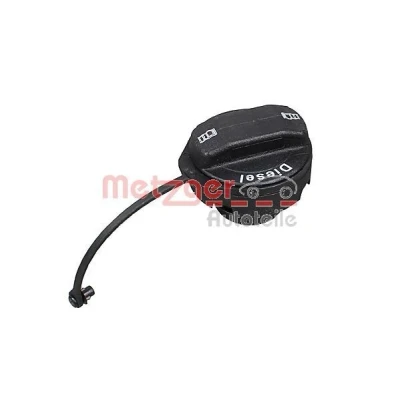 Imagen de METZGER 2141047 Tapa, depósito de combustible sin cerradura Plástico negro con cinta soporte