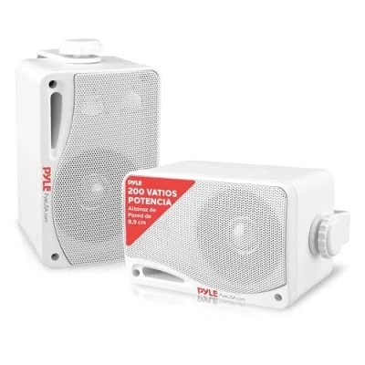 Imagen de Pyle Sistema de Altavoces, Inalambrico, Impermeable, Waterproof, Exteriores, Interiores, Par 3.5 3 vias, Activo, Pasivo