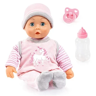 Imagen de Bayer Design 93824CF muñeco con Sonidos de bebé, muñeca Interactive, blandito, Habla, Accesorios, Chupete, biberón, 38 cm