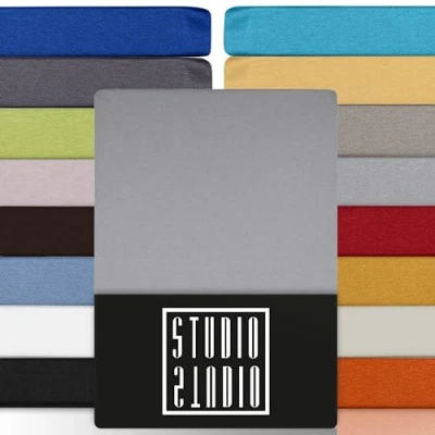 Imagen de STUDIO Basic Sábana Bajera Ajustable 200x200, 100% algodón Peinado, Oeko Tex 100, Calidad de Marca, Elásticas 200 x cm Altura del colchón 15 25 Plata