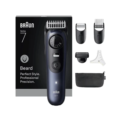 Imagen de Barbero Braun Series 7 BT7520, 6 accesorios para barba, 40 ajustes de longitud, Bloqueo precisión, Lámina ProBlade, Wet&amp;Dry, Azul