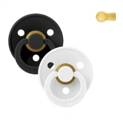 Imagen de 2 Chupetes BIBS Colour Round Black/White