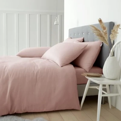 Imagen de Catherine Lansfield Juego de Funda edredón Doble algodón Cepillado con Fundas Almohada, Color Rosa