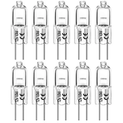 Imagen de EKSAVE Bombillas halógenas G4, 10 W, 12 V, casquillo 140 lm, blanco cálido, 2700 K (10 unidades)