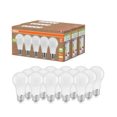 Imagen de OSRAM NATURE LOOP lámparas LED especialmente sostenibles hechas de plástico reciclado, Paquete 15 bombillas, reemplaza 60W, blanco cálido (2700K), ecológico