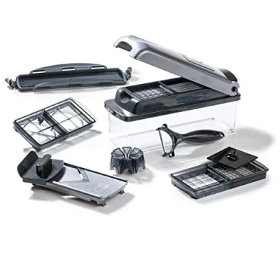 Imagen de Genius Nicer Dicer Plus Cortador de verduras (12 piezas) A34141, color plateado y negro