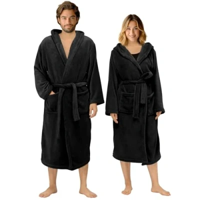 Imagen de HOMELEVEL albornoz de franela gran tamaño Unixex para hombres y mujeres sauna viaje suave peluche 5XL