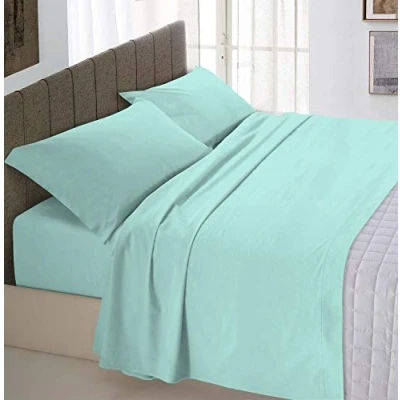 Imagen de Italian Bed Linen MAX Juego de sábanas Natural Color, Algodón, Agua Verde, Rey, Doble